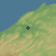 Shaded relief of the 54 km around Nafzah, drawn from the GMTED2010 grid