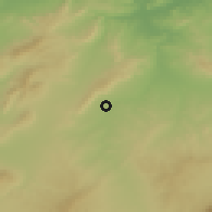 Shaded relief of the 54 km around Qa'afūr, drawn from the GMTED2010 grid