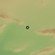 Shaded relief of the 55 km around Qafşah, drawn from the GMTED2010 grid