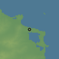 Shaded relief of the 55 km around Qaşr Hallāl, drawn from the GMTED2010 grid