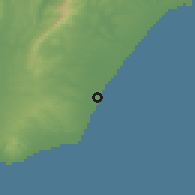 Shaded relief of the 54 km around Qurbah, drawn from the GMTED2010 grid