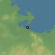 Shaded relief of the 54 km around Rādis, drawn from the GMTED2010 grid