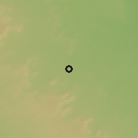 Shaded relief of the 56 km around Rimadāh, drawn from the GMTED2010 grid