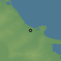 Shaded relief of the 55 km around Sāh̨ilīn Ma'atmar, drawn from the GMTED2010 grid