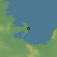 Shaded relief of the 54 km around Sīdī Bū Sa'īd, drawn from the GMTED2010 grid