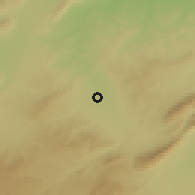 Shaded relief of the 55 km around Silyānah, drawn from the GMTED2010 grid