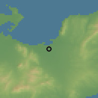 Shaded relief of the 54 km around Sulaymān, drawn from the GMTED2010 grid