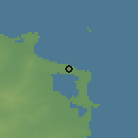 Shaded relief of the 55 km around Ţabulbah, drawn from the GMTED2010 grid