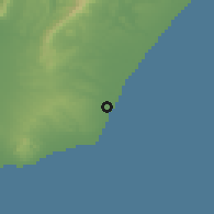 Shaded relief of the 54 km around Tāzirkah, drawn from the GMTED2010 grid