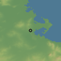 Shaded relief of the 54 km around Tunis, drawn from the GMTED2010 grid