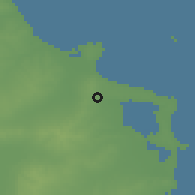 Shaded relief of the 55 km around Ţūzah, drawn from the GMTED2010 grid