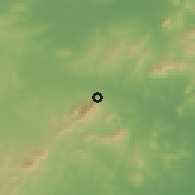 Shaded relief of the 54 km around Zaġwān, drawn from the GMTED2010 grid