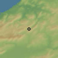 Shaded relief of the 54 km around Zahrat Madina, drawn from the GMTED2010 grid