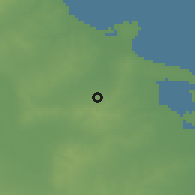 Shaded relief of the 55 km around Zaramīdin, drawn from the GMTED2010 grid