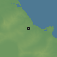 Shaded relief of the 55 km around al-Masā'dīn, drawn from the GMTED2010 grid