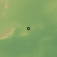 Shaded relief of the 55 km around al-Mazzūnah, drawn from the GMTED2010 grid