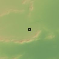 Shaded relief of the 55 km around āl-Mīknassi, drawn from the GMTED2010 grid