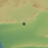 Shaded relief of the 55 km around al-Mitlawī, drawn from the GMTED2010 grid