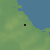 Shaded relief of the 55 km around al-Qal'at-aş-Şaġīrah, drawn from the GMTED2010 grid