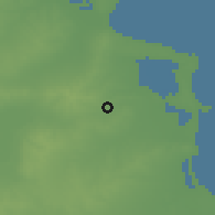 Shaded relief of the 55 km around 'Amīrat-al-H̨ajjāj, drawn from the GMTED2010 grid