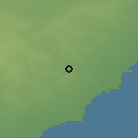 Shaded relief of the 55 km around 'Aqārib, drawn from the GMTED2010 grid