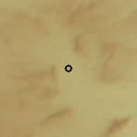 Shaded relief of the 55 km around ar-Rawhiyah, drawn from the GMTED2010 grid