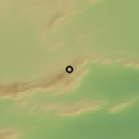 Shaded relief of the 55 km around as-Sanad, drawn from the GMTED2010 grid