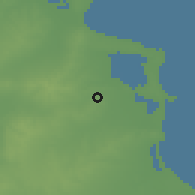 Shaded relief of the 55 km around aš-Šarāhīl, drawn from the GMTED2010 grid