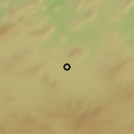 Shaded relief of the 55 km around as-Sars, drawn from the GMTED2010 grid