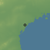Shaded relief of the 55 km around aş-Şuẖayrah, drawn from the GMTED2010 grid