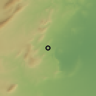 Shaded relief of the 55 km around 'Ayn Jalūlah, drawn from the GMTED2010 grid