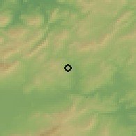 Shaded relief of the 54 km around Bājah, drawn from the GMTED2010 grid