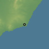 Shaded relief of the 54 km around Banī Hiyār, drawn from the GMTED2010 grid