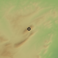 Shaded relief of the 55 km around Barqū, drawn from the GMTED2010 grid