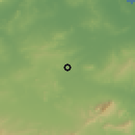 Shaded relief of the 54 km around Bī'r Mašāriqah, drawn from the GMTED2010 grid