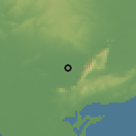 Shaded relief of the 54 km around Abdioğlu, drawn from the GMTED2010 grid