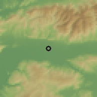 Shaded relief of the 54 km around Acarlar, drawn from the GMTED2010 grid