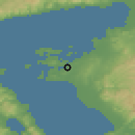 Shaded relief of the 54 km around Ayvalık, drawn from the GMTED2010 grid