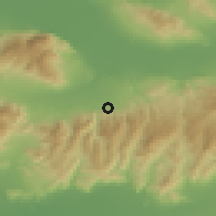 Shaded relief of the 54 km around Bağyurdu, drawn from the GMTED2010 grid