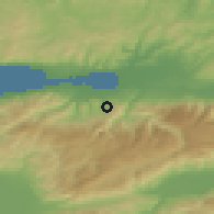 Shaded relief of the 53 km around Bahçecik, drawn from the GMTED2010 grid