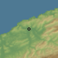 Shaded relief of the 53 km around Bartın, drawn from the GMTED2010 grid