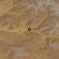 Shaded relief of the 54 km around Beğendik, drawn from the GMTED2010 grid