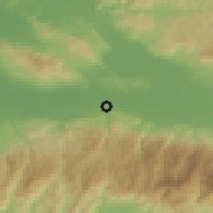 Shaded relief of the 54 km around Ahmetli, drawn from the GMTED2010 grid