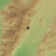 Shaded relief of the 54 km around Akbez, drawn from the GMTED2010 grid