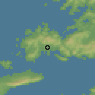 Shaded relief of the 54 km around Bitez, drawn from the GMTED2010 grid