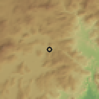 Shaded relief of the 54 km around Bucak, drawn from the GMTED2010 grid