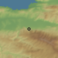Shaded relief of the 53 km around Bursa, drawn from the GMTED2010 grid