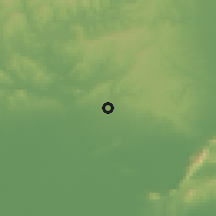 Shaded relief of the 54 km around Bürük, drawn from the GMTED2010 grid