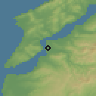 Shaded relief of the 53 km around Çanakkale, drawn from the GMTED2010 grid