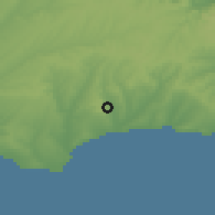 Shaded relief of the 53 km around Çanta, drawn from the GMTED2010 grid